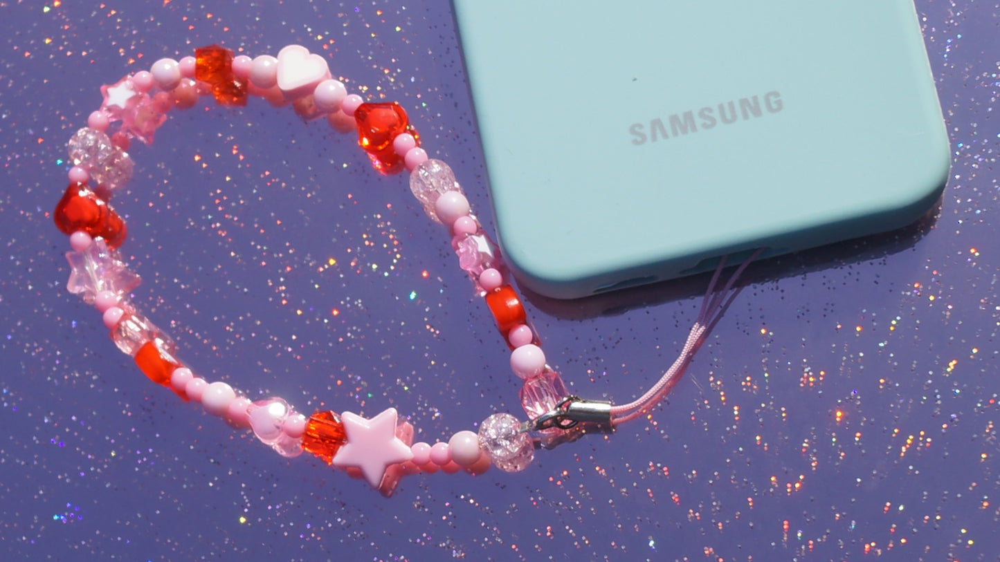 Pink Cherries Beaded Strap