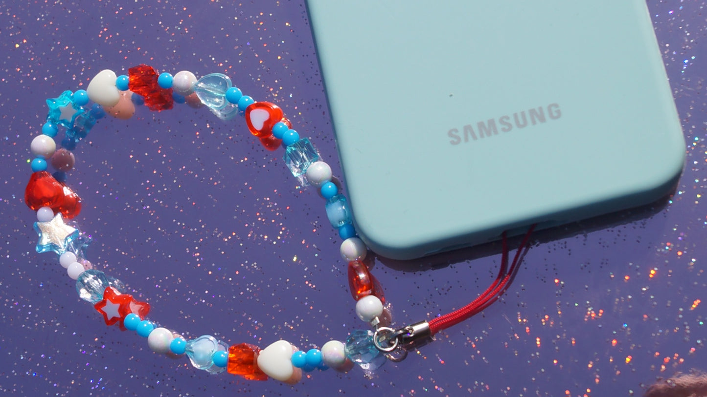 Blue Cherry Beaded Strap