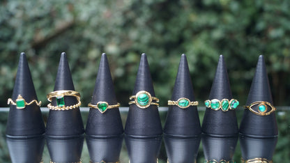 Five Malachite Stone Gold Ring