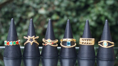 Textured Star Cross Gold Ring