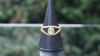 Malachite Eye Textured Gold Ring