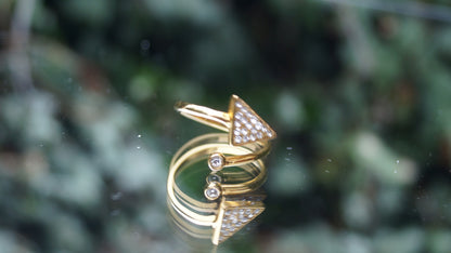 Silver Zirconia Gold Arrow Ring