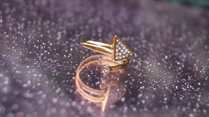 Silver Zirconia Gold Arrow Ring