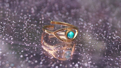 Malachite Eye Gold Ring