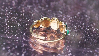 Five Malachite Stone Gold Ring