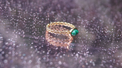 Textured Malachite Stone Gold Ring