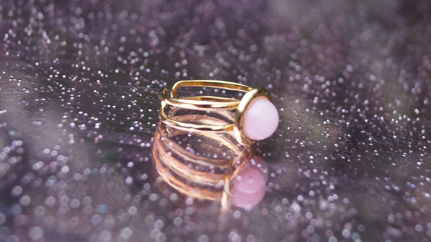 Statement Pink Stone Gold Ring