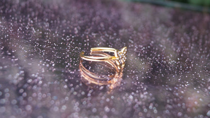 Y2K Zirconia Butterfly Gold Ring