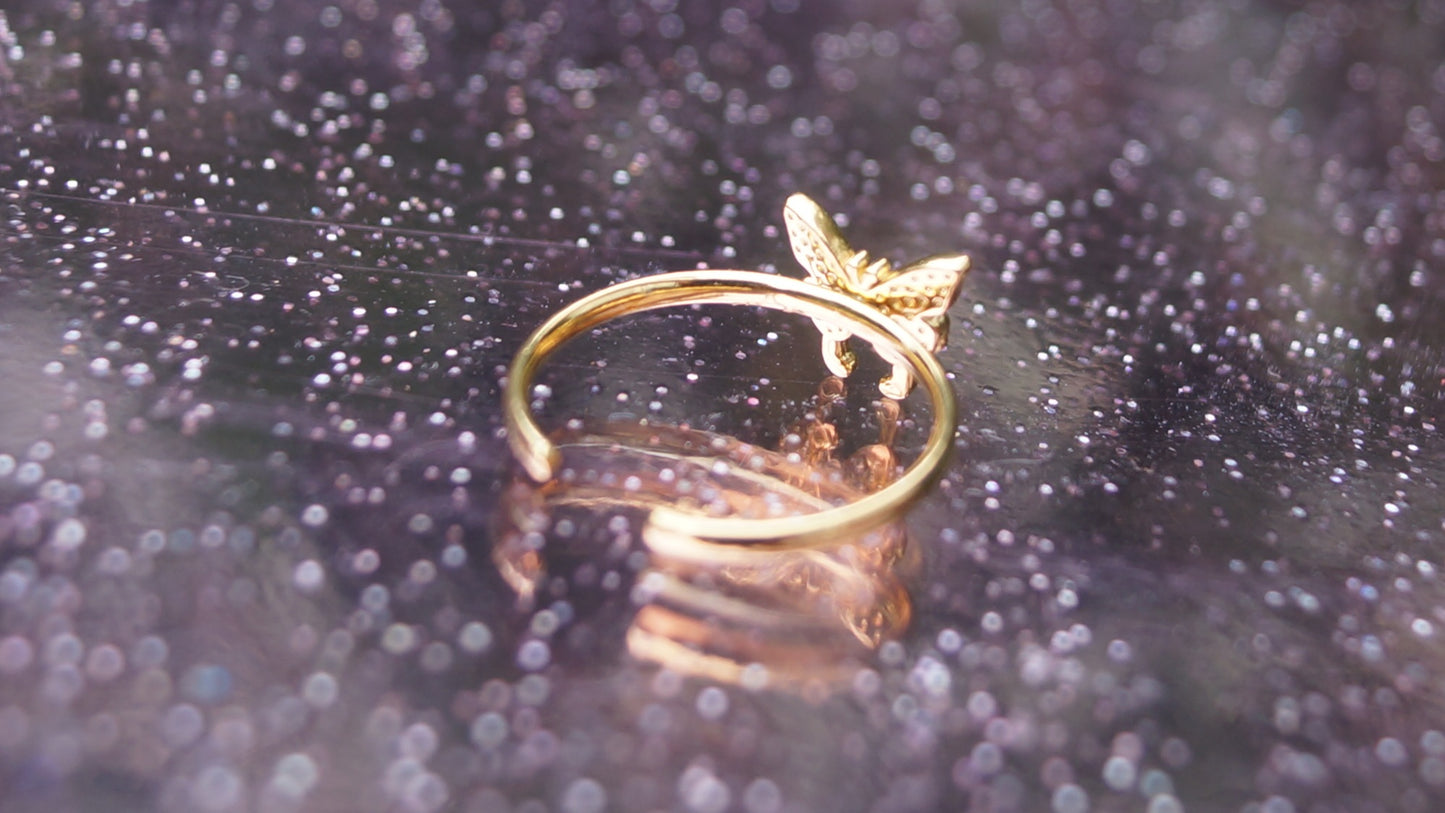 Y2K Zirconia Butterfly Gold Ring