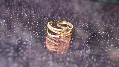 Geometric Cross Over Gold Ring