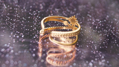 Geometric Cross Over Gold Ring