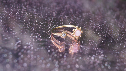 Silver Zirconia & Pink Stone Gold Ring