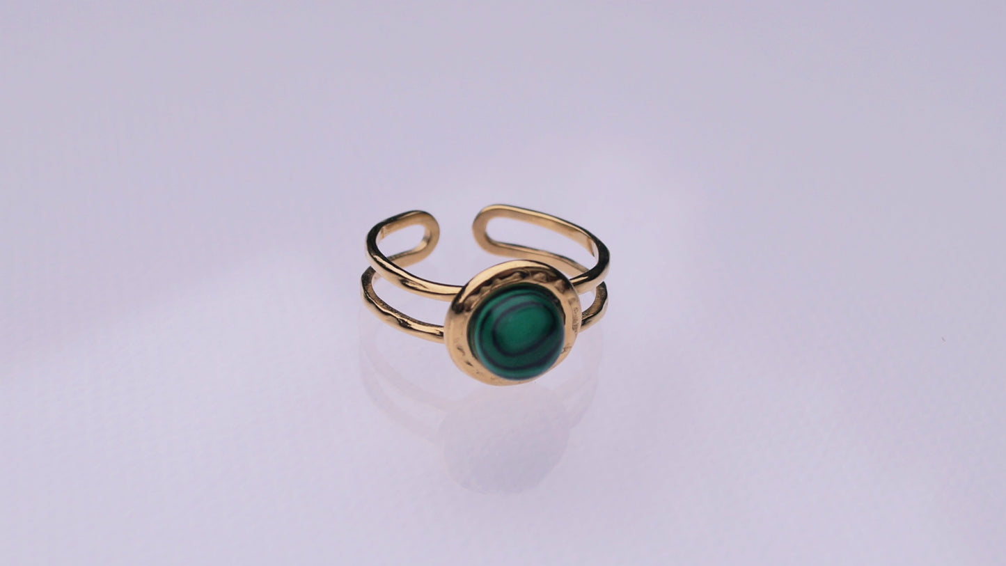 Malachite Statement Gold Ring