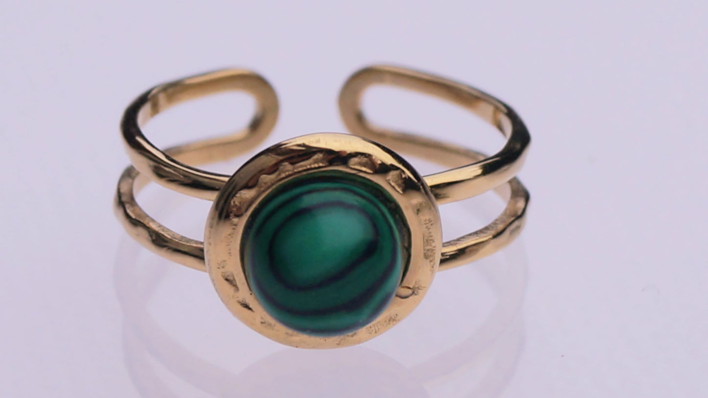 Malachite Statement Gold Ring