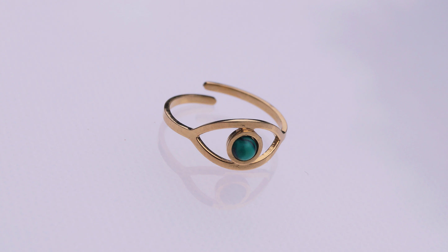 Malachite Eye Gold Ring