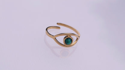 Malachite Eye Gold Ring