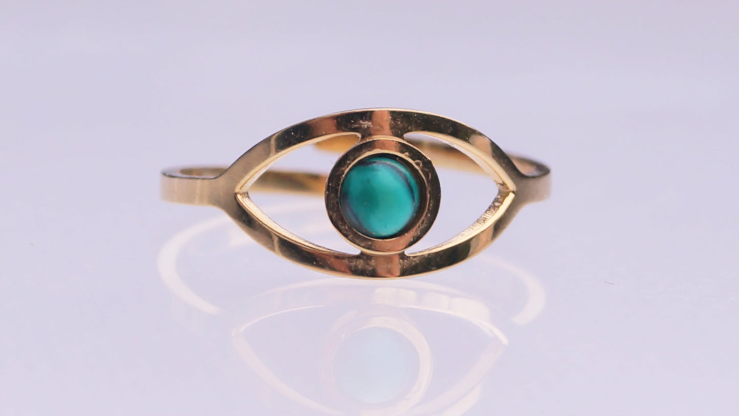 Malachite Eye Gold Ring