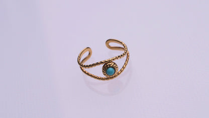 Turquoise Eye Textured Gold Ring