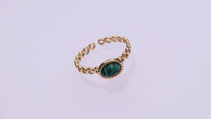 Textured Malachite Stone Gold Ring