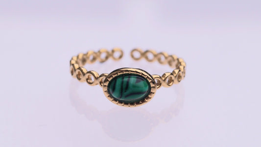 Textured Malachite Stone Gold Ring