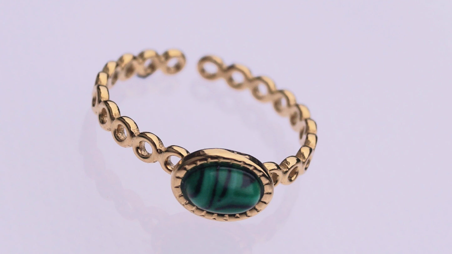 Textured Malachite Stone Gold Ring