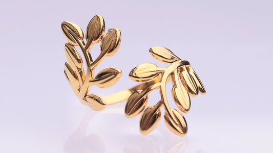 Chunky Geometric Gold Leaf Ring