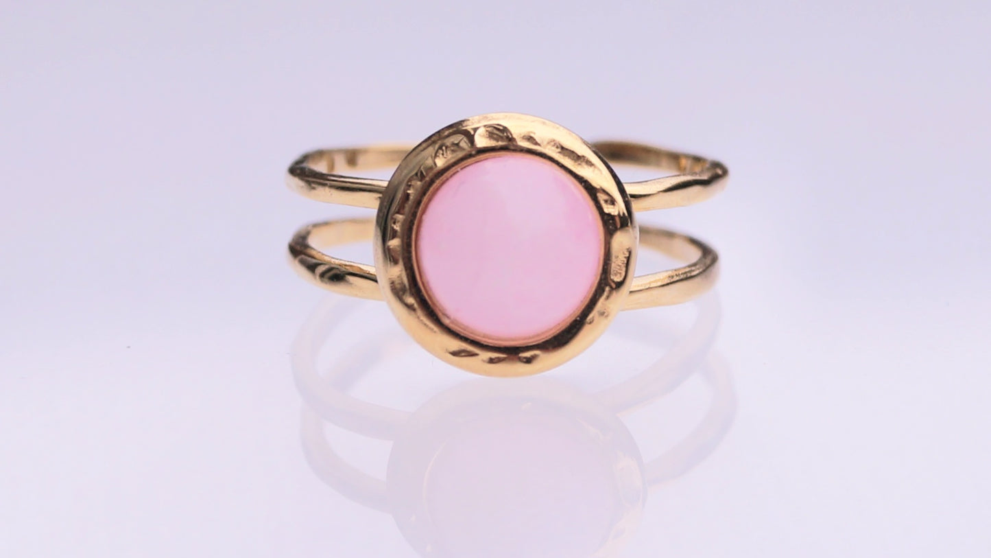 Statement Pink Stone Gold Ring