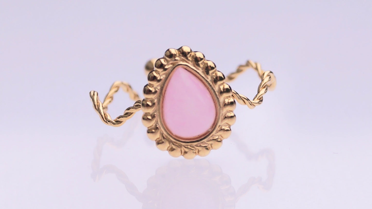 Pink Drop Gold Ring