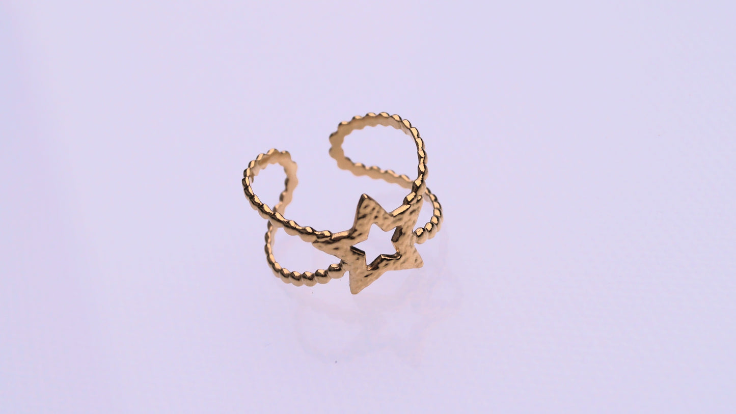 Textured Star Cross Gold Ring