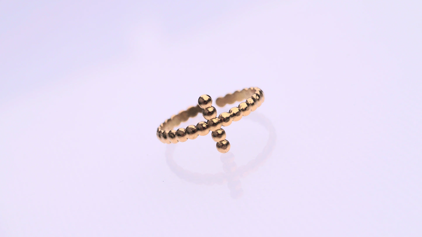 Gold Cross Textured Ring