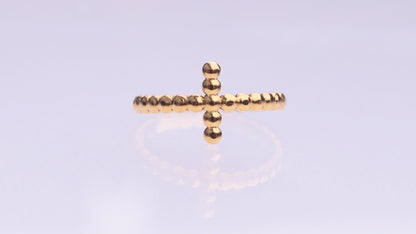 Gold Cross Textured Ring