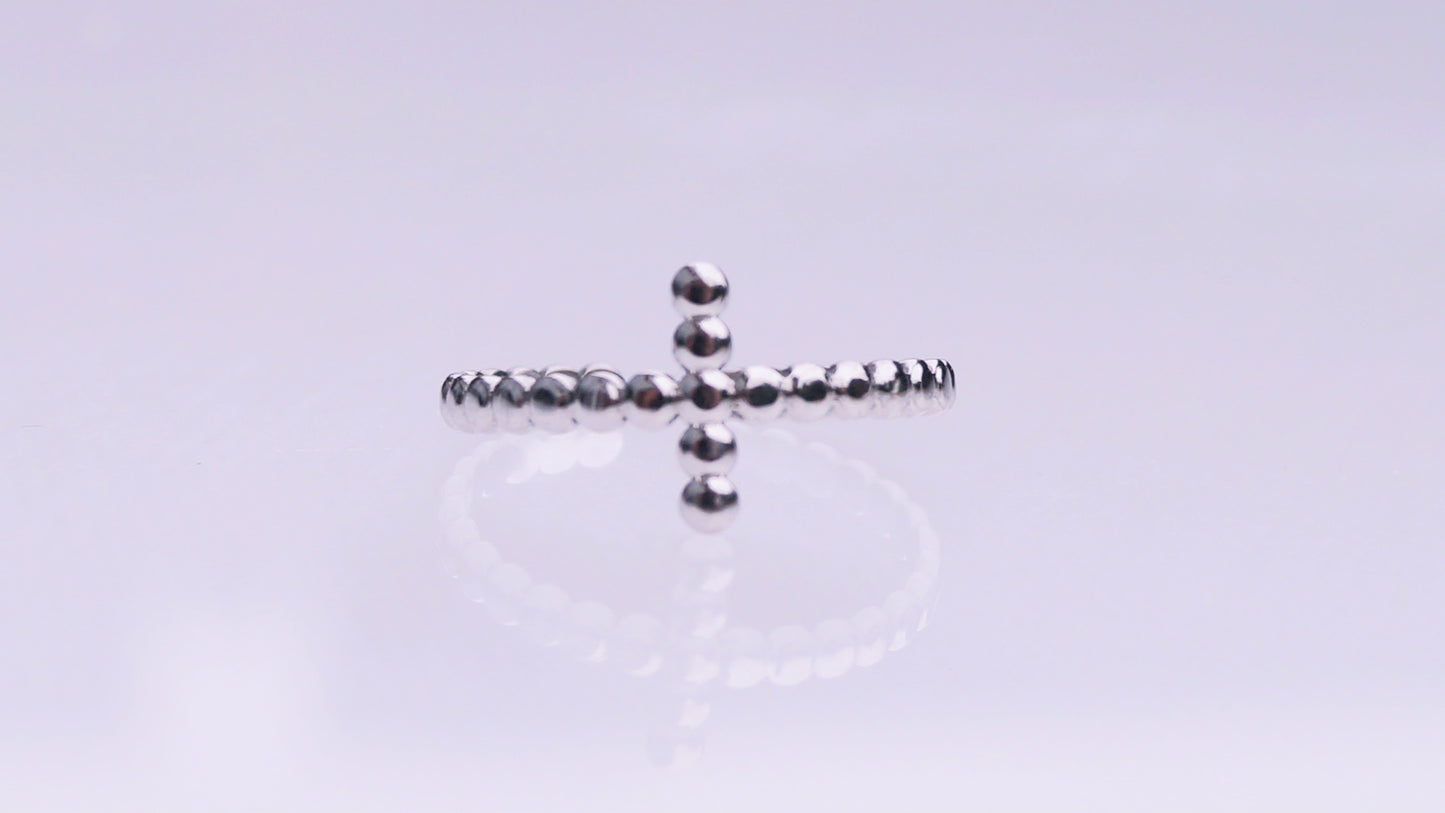 Silver Cross Textured Ring