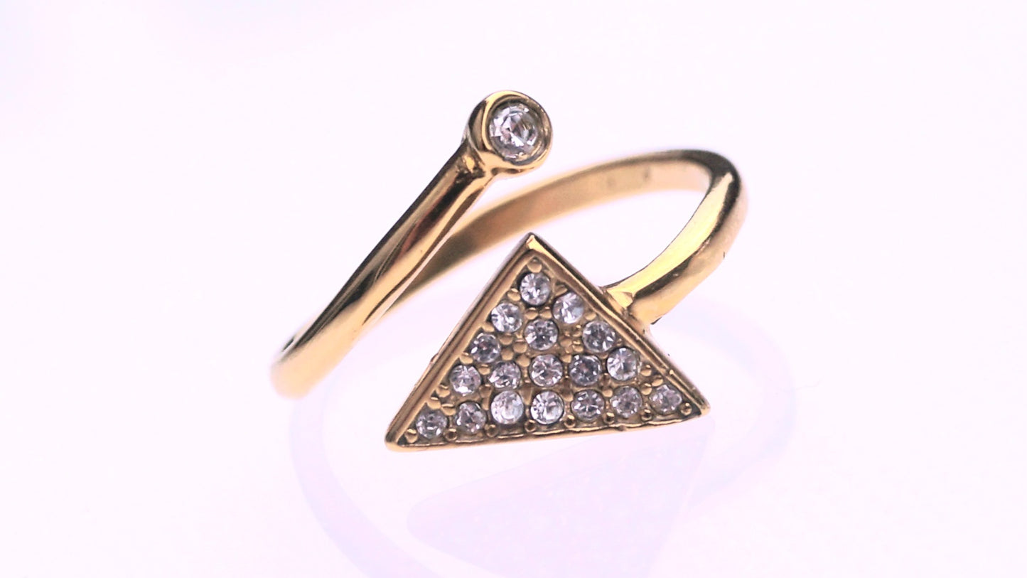 Silver Zirconia Gold Arrow Ring