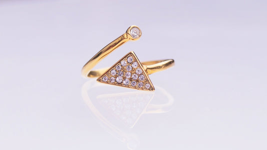 Silver Zirconia Gold Arrow Ring