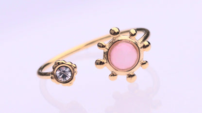 Silver Zirconia & Pink Stone Gold Ring