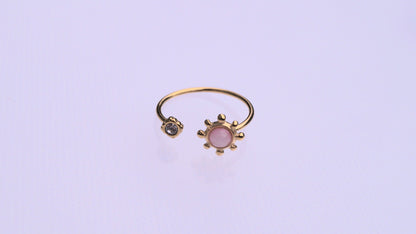 Silver Zirconia & Pink Stone Gold Ring