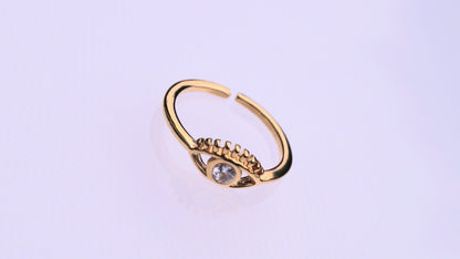 Silver Zirconia Eye Ring - Small Gold