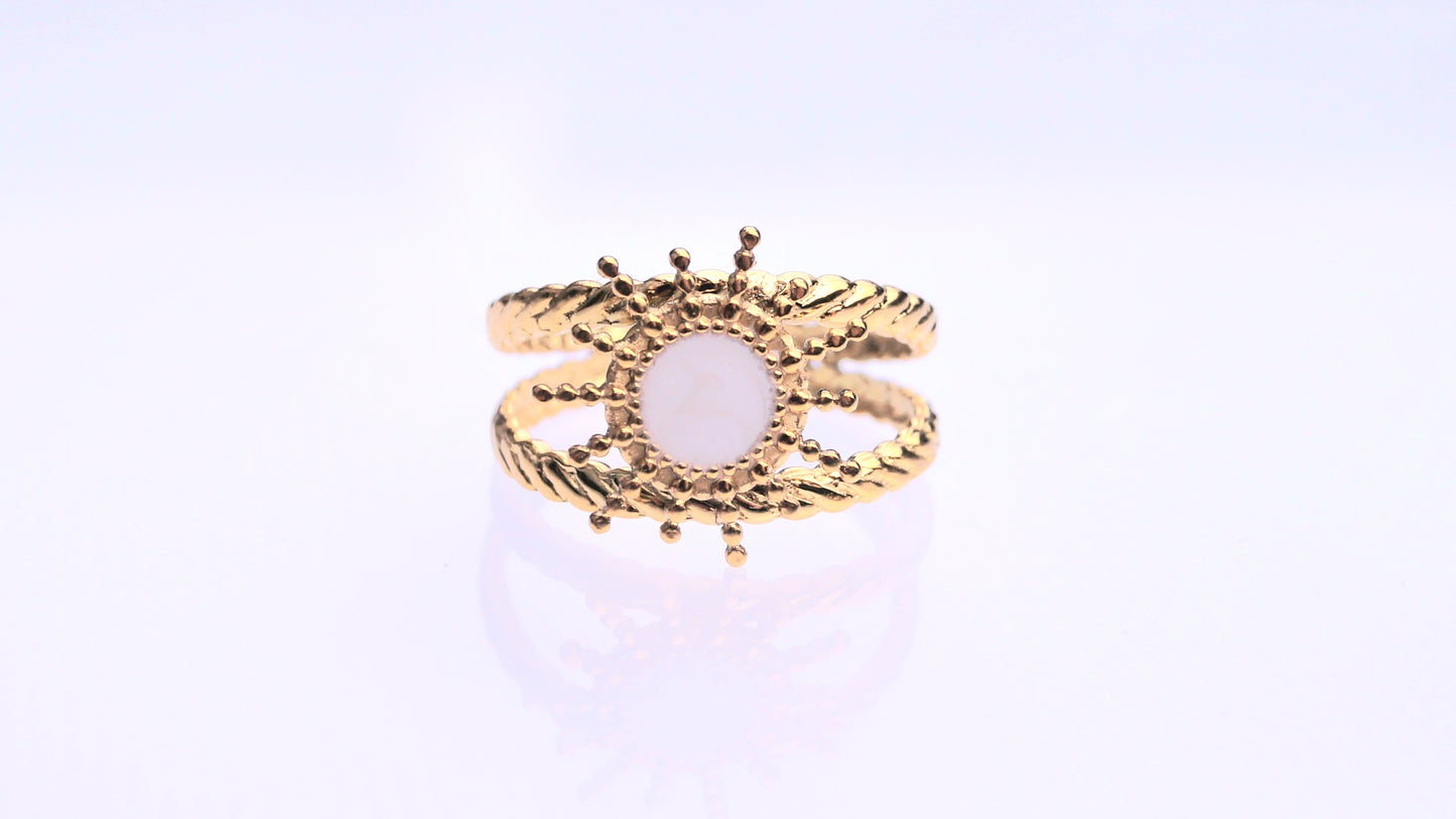 Dual Layer Pearlescent Sun Gold Ring