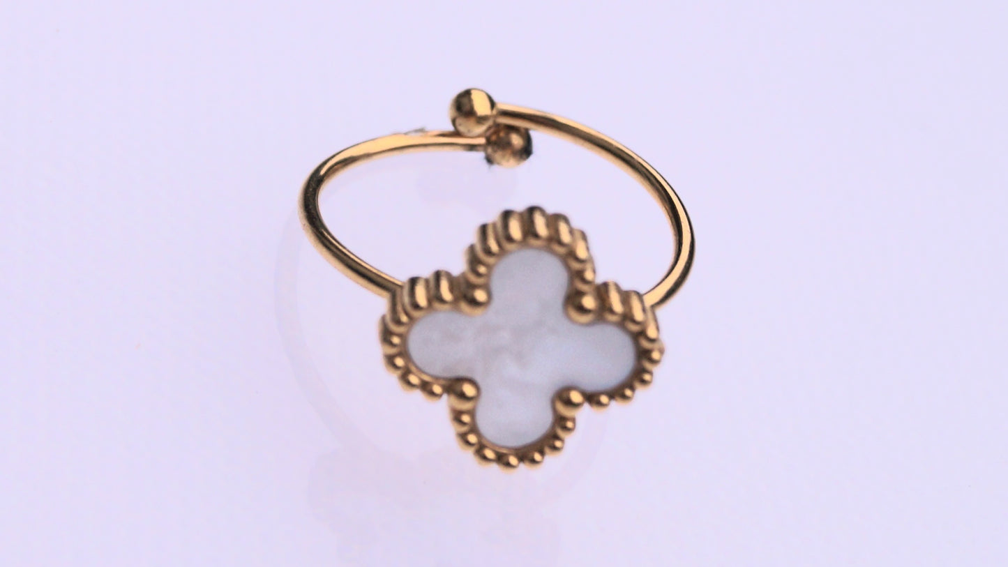 Pearlescent Clover Style Gold Ring