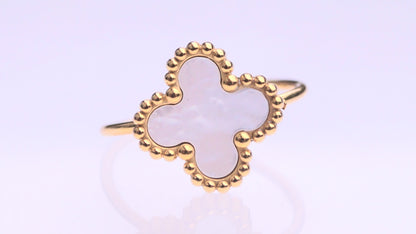 Pearlescent Clover Style Gold Ring