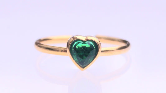 Emerald Heart Gold Ring