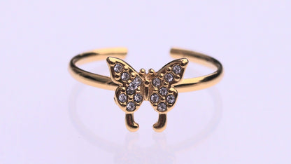 Y2K Zirconia Butterfly Gold Ring