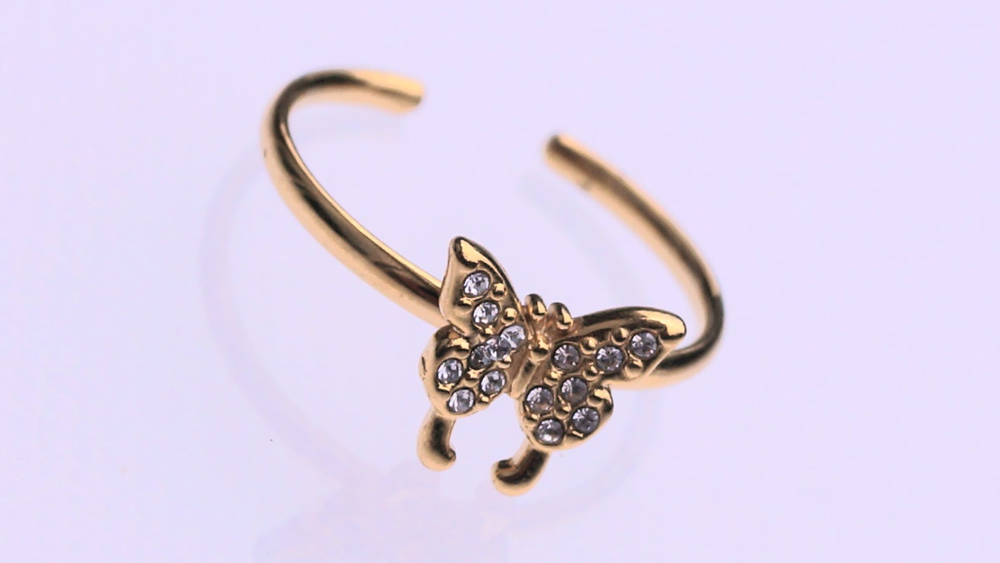 Y2K Zirconia Butterfly Gold Ring