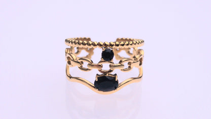 Black Gem Layered Gold Ring