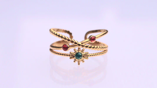 Geometric Cross Over Gold Ring