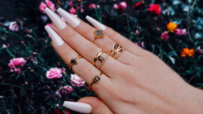 Black Gem Layered Gold Ring