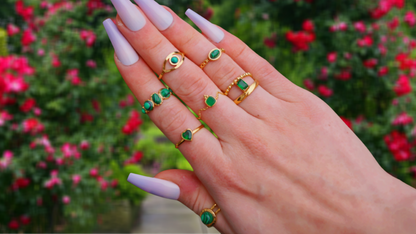 Malachite Eye Gold Ring