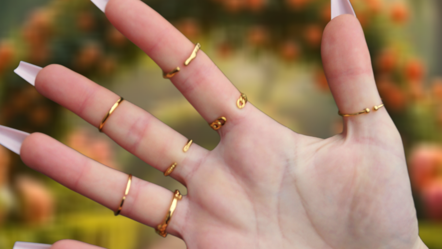 Silver Zirconia Branch Textured Gold Ring